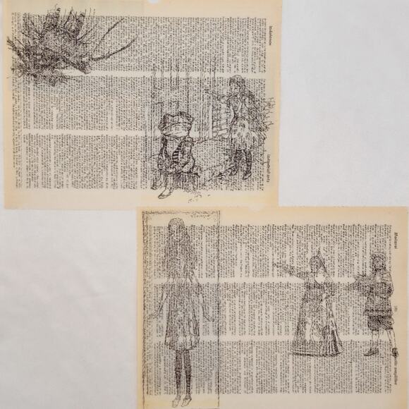 Alice in Wonderland Dictionary Prints 4, Black and White Alice Prints - Picture 4 of 6